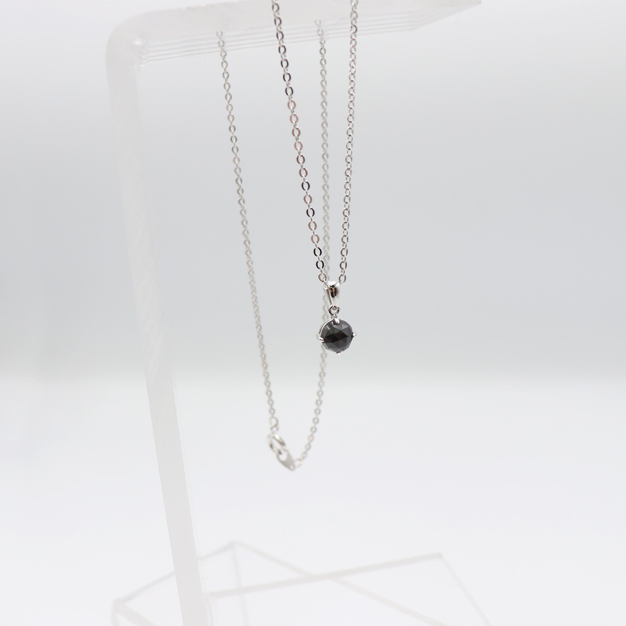 Black Spinel with Rose Cut 1Ct Pendant Necklace