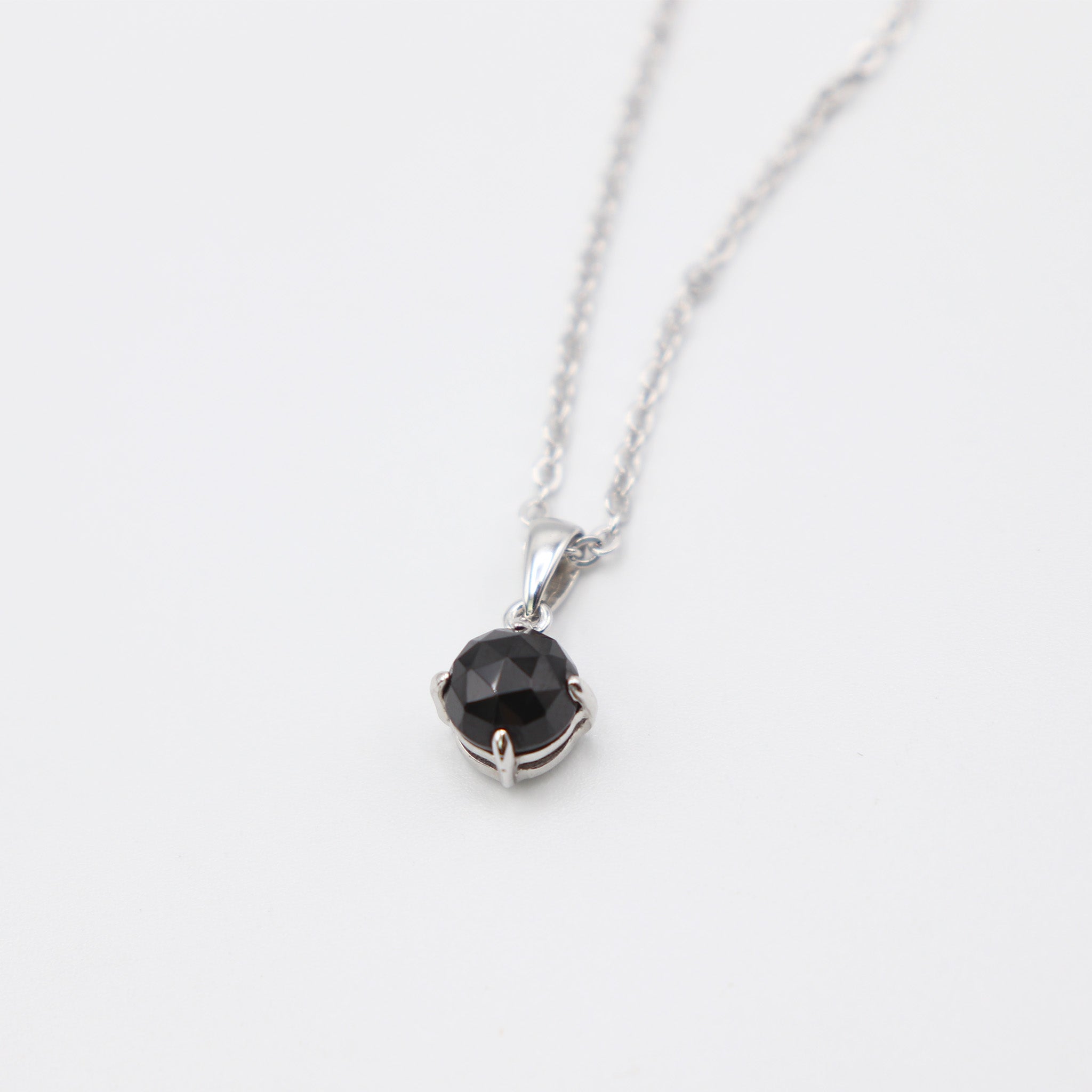 Black Spinel with Rose Cut 1Ct Pendant Necklace