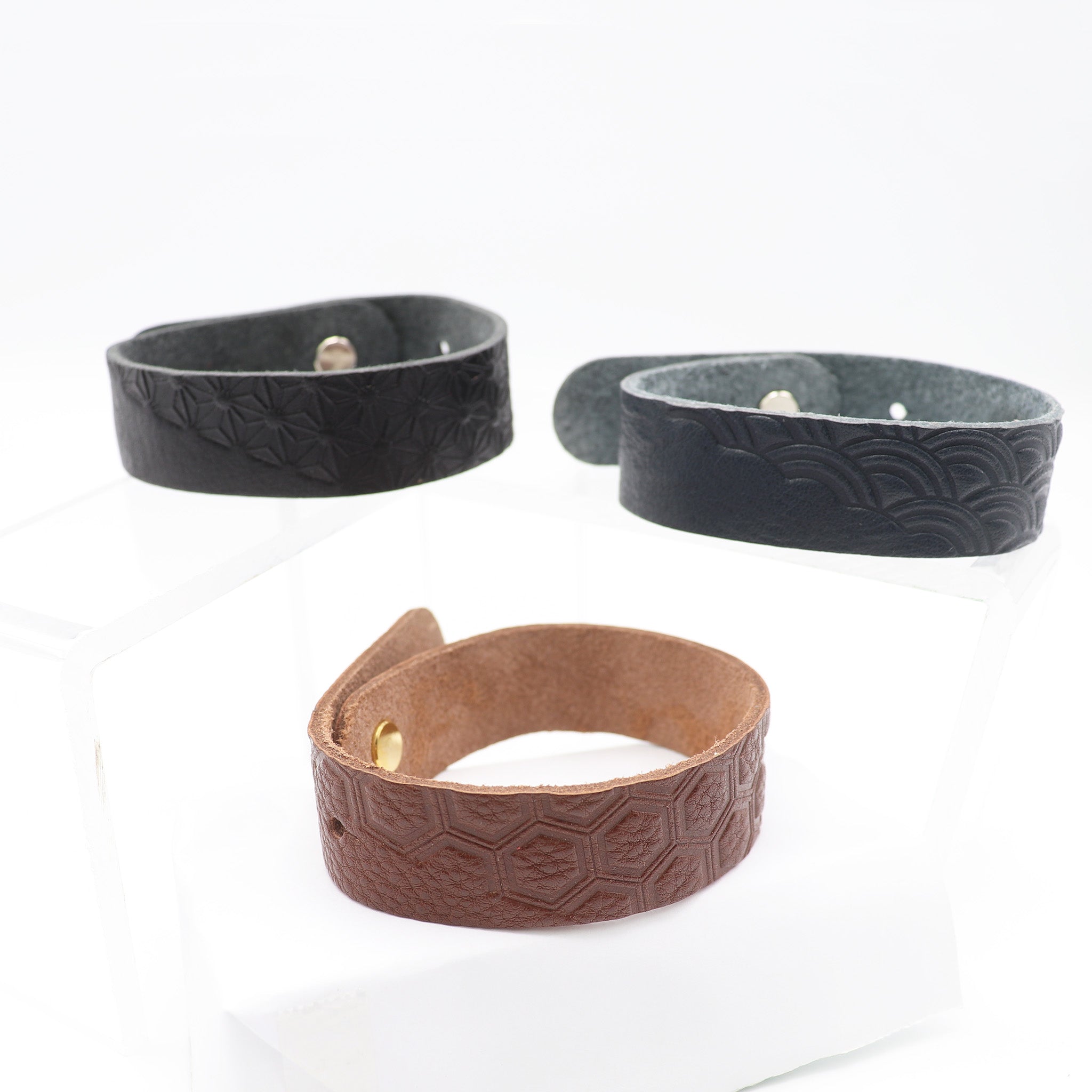 Leather Bracelet with Unique Traditional Japanese Pattern
